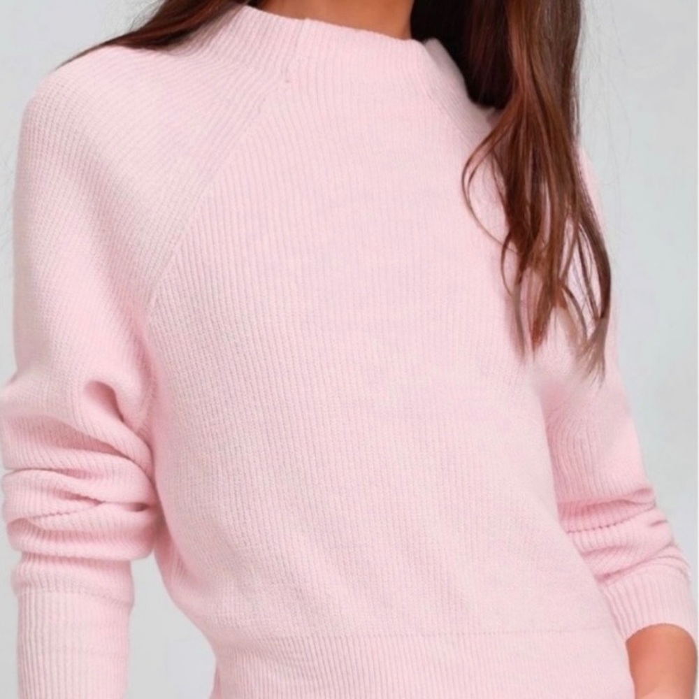 Free People Pink Mock Neck Knit Sweater || Size S